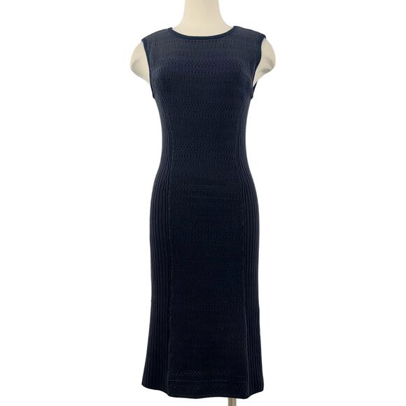 Tory Burch Navy Knit Midi Dress Sleeveless | Medium - Picture 1 of 11